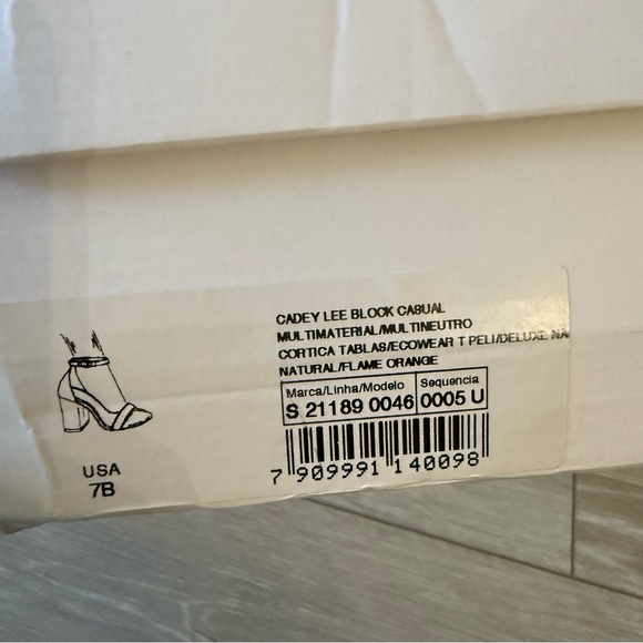 NEW SCHUTZ Cadey Lee Block Casual High Heel Orange Cork Shoes Sandal Strappy 7 - Picture 12 of 12